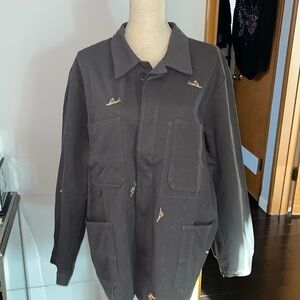 WYLLIS NWOT gray embroidered snail jacket size -2XL
